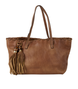 Vintage Bamboo Tassle Long Hobo, Leather, Brown, 218780, DB, 1*